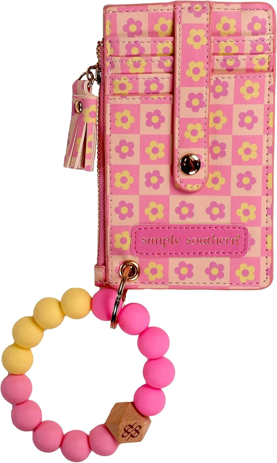 Simply Southern Bead Bangle Wallet (Checkered Flower)