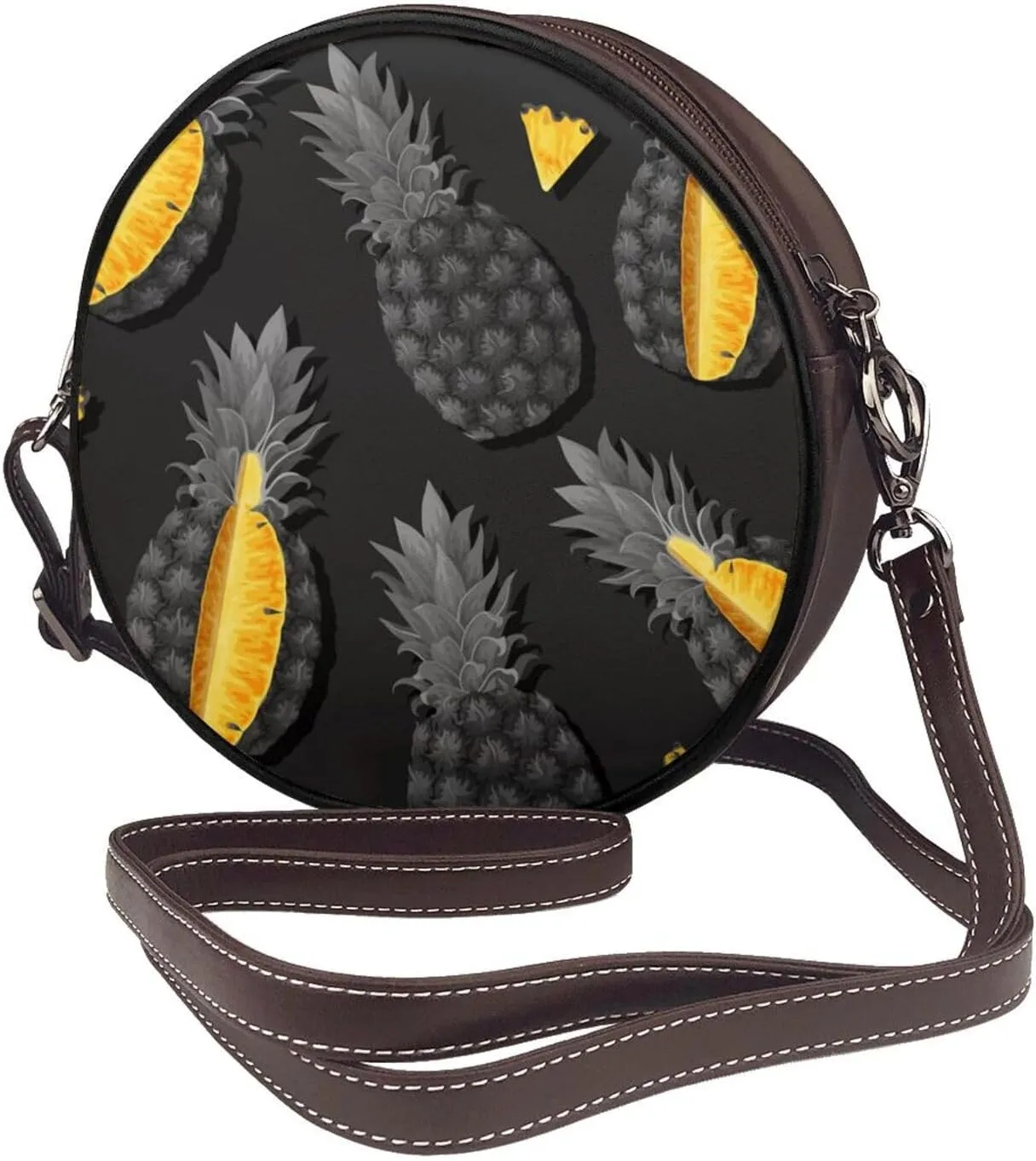 Small Crossbody Bags for Women Round Purses PU Leather Shoulder Bag with Adjustable Strap