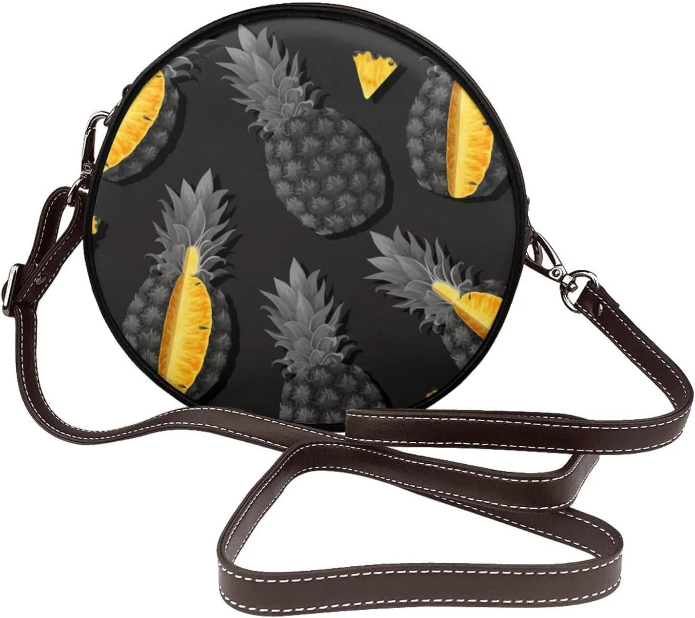 Small Crossbody Bags for Women Round Purses PU Leather Shoulder Bag with Adjustable Strap