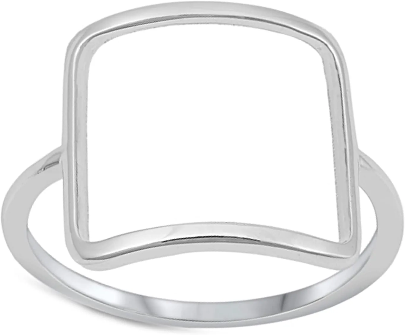 Solid 925 Sterling Silver 16.2mm Open Square Geometric Minimalist Ring Sizes 5-10
