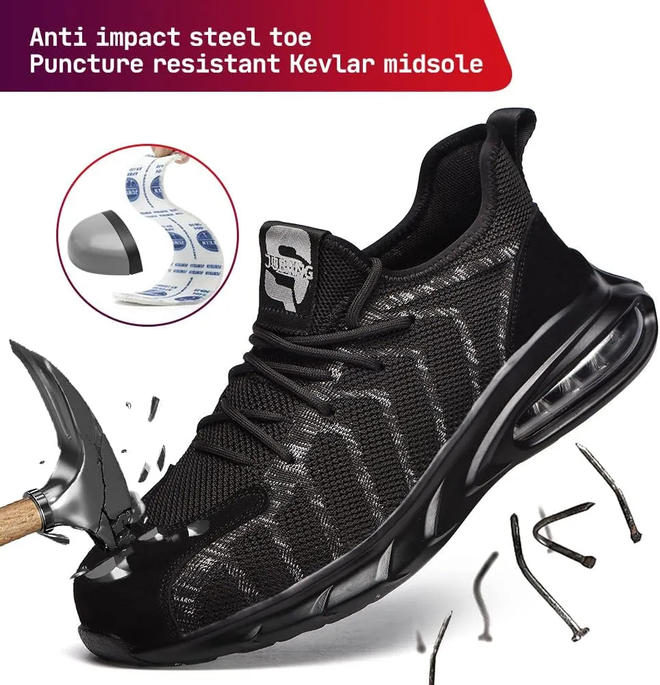 Steel Toe Sneakers for Men and Women Lightweight Comfortable Shoes Indestructible Slip Resistant Safety Work Shoes