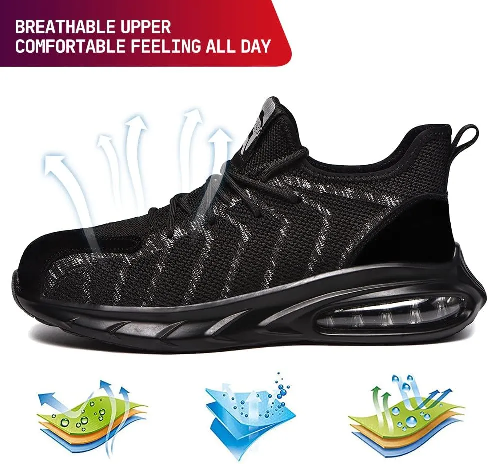 Steel Toe Sneakers for Men and Women Lightweight Comfortable Shoes Indestructible Slip Resistant Safety Work Shoes