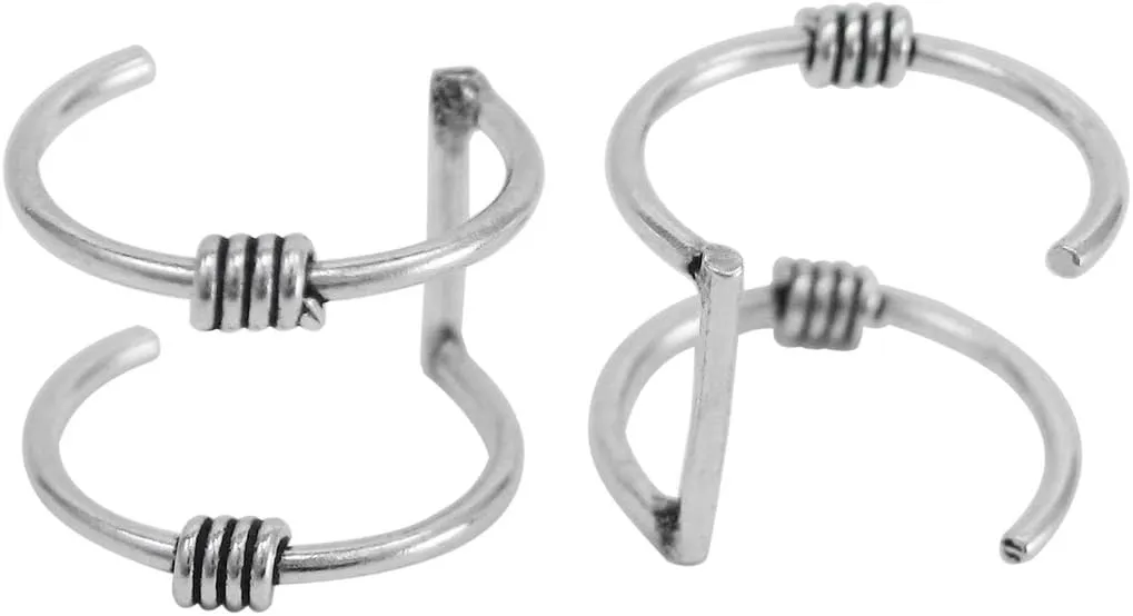 Sterling Silver Two Wire Bars With a Twist Ear Cuff, One Piece