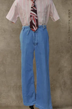Stone Washed Indigo Drawstring Pants - 32