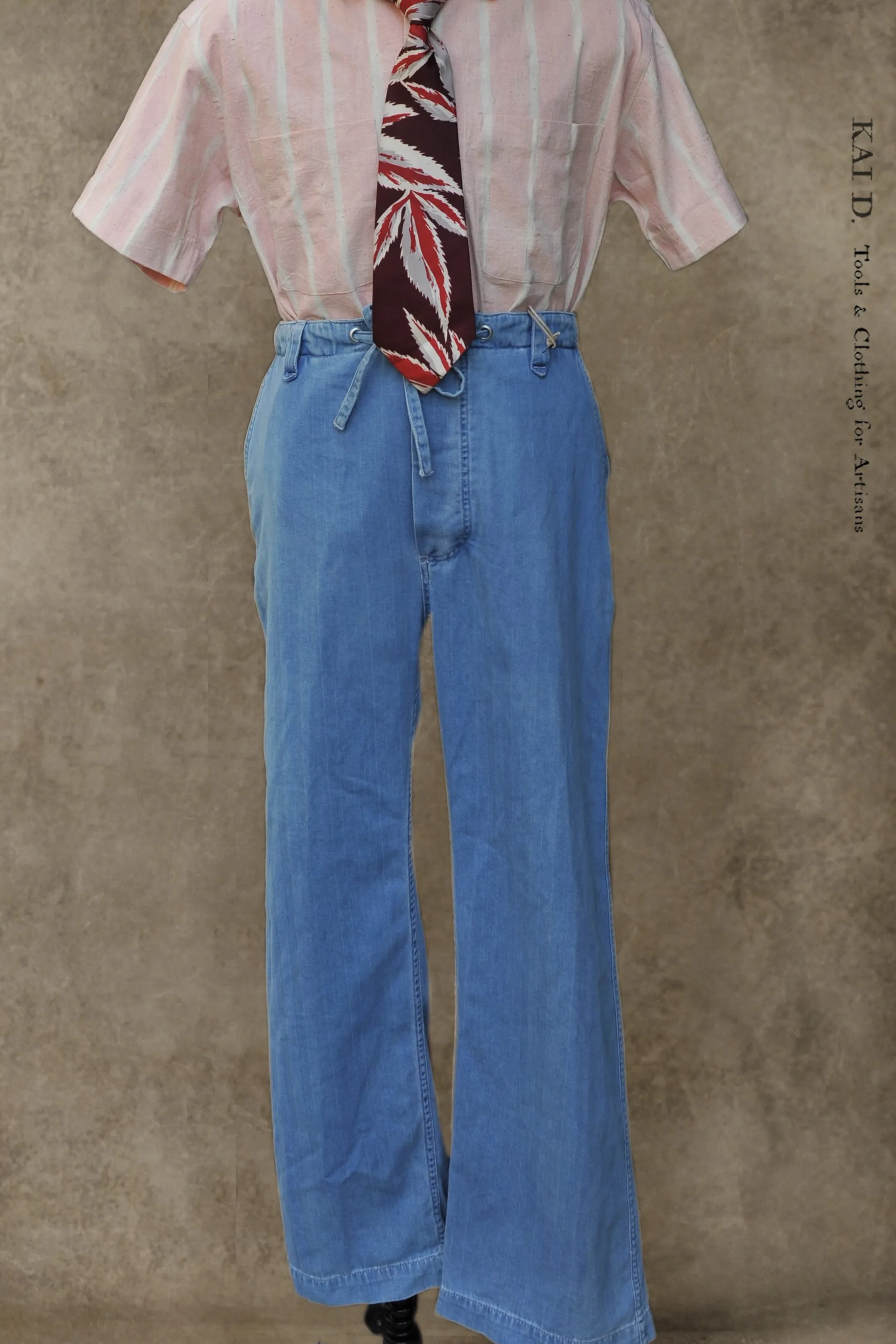 Stone Washed Indigo Drawstring Pants - 32