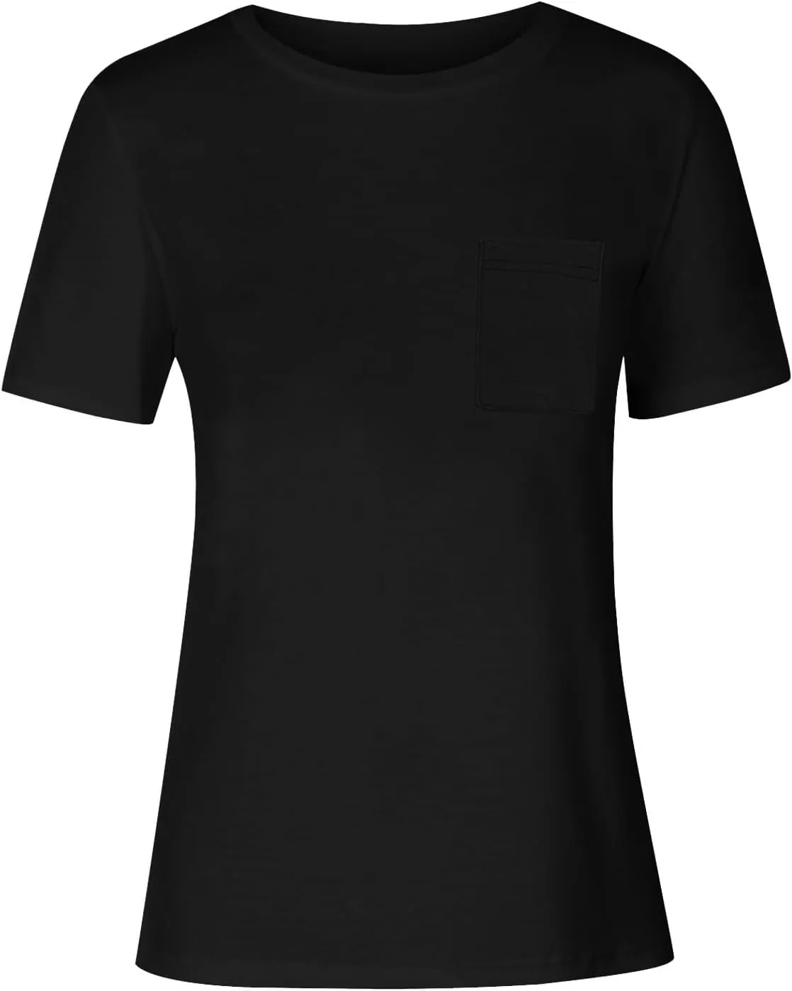 Summer Tops for Women Trendy Short Sleeve Tshirts Basic Shirts Casual Ladies Solid Crew Neck Blouses with Pockets