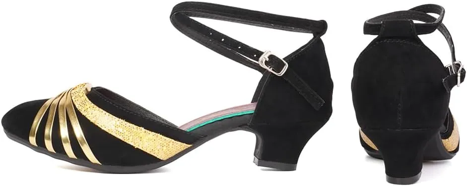 SWDZM Ballroom Dance Shoes Women Closed Toe Latin Salsa Tango Character Practice Dancing Shoes Low Heel