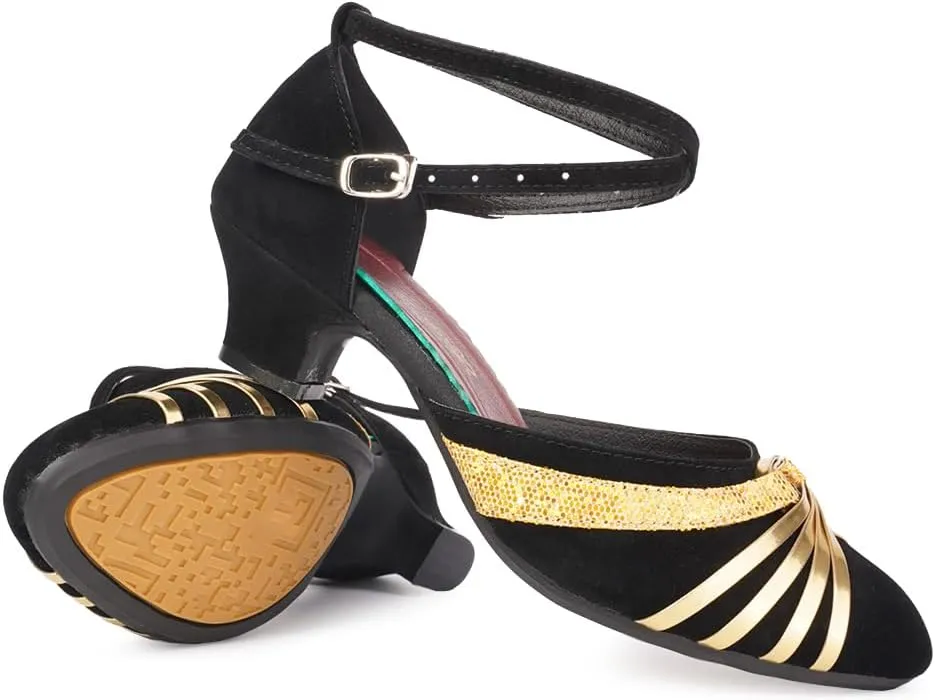 SWDZM Ballroom Dance Shoes Women Closed Toe Latin Salsa Tango Character Practice Dancing Shoes Low Heel
