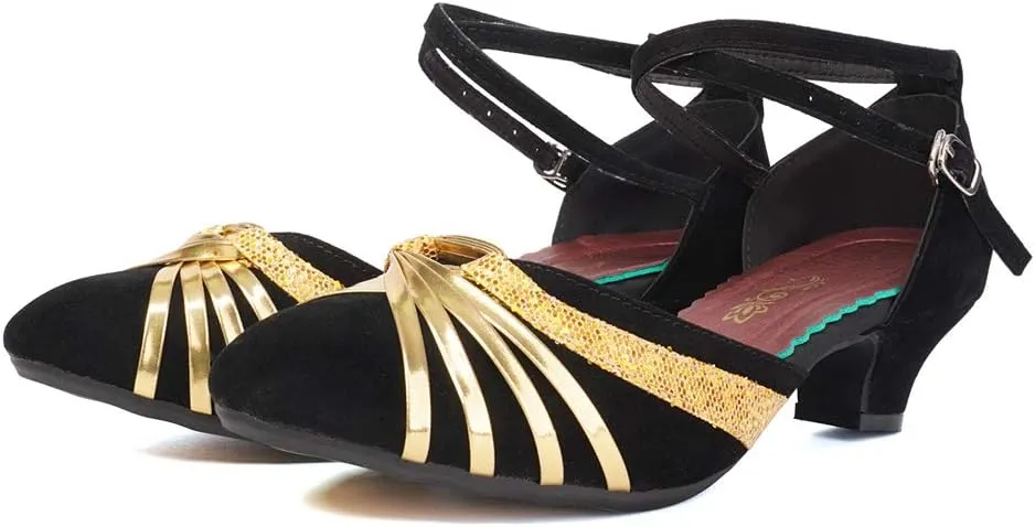 SWDZM Ballroom Dance Shoes Women Closed Toe Latin Salsa Tango Character Practice Dancing Shoes Low Heel