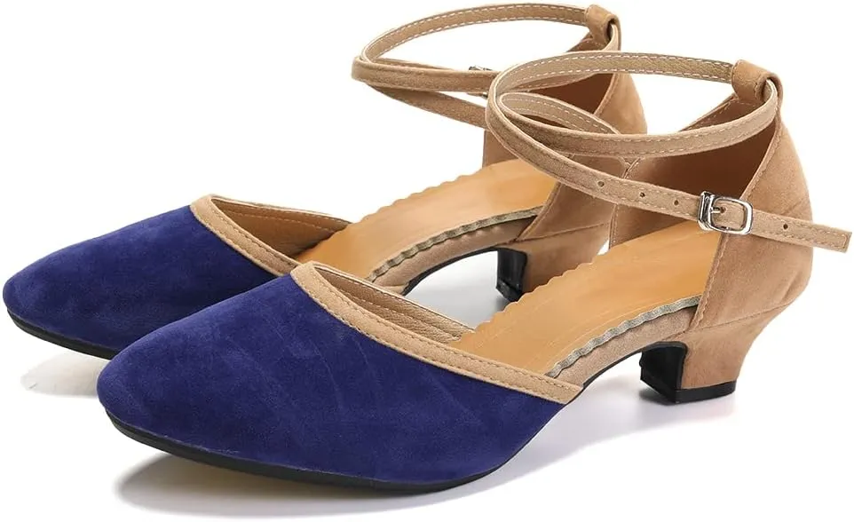 SWDZM Closed Toe Latin Dance Shoes for Women Ballroom Salsa Tango Character Party Wedding Dance Shoes