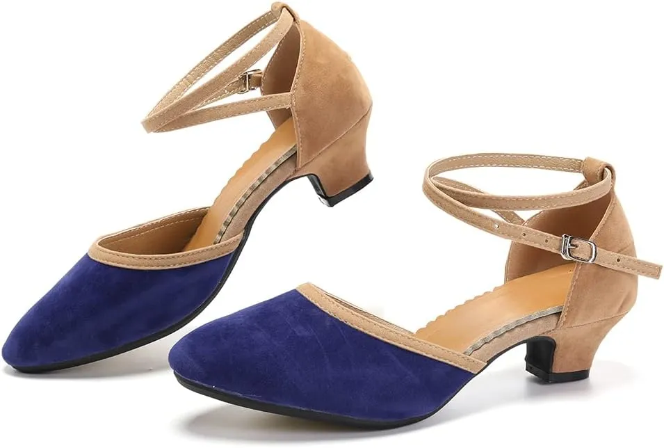 SWDZM Closed Toe Latin Dance Shoes for Women Ballroom Salsa Tango Character Party Wedding Dance Shoes