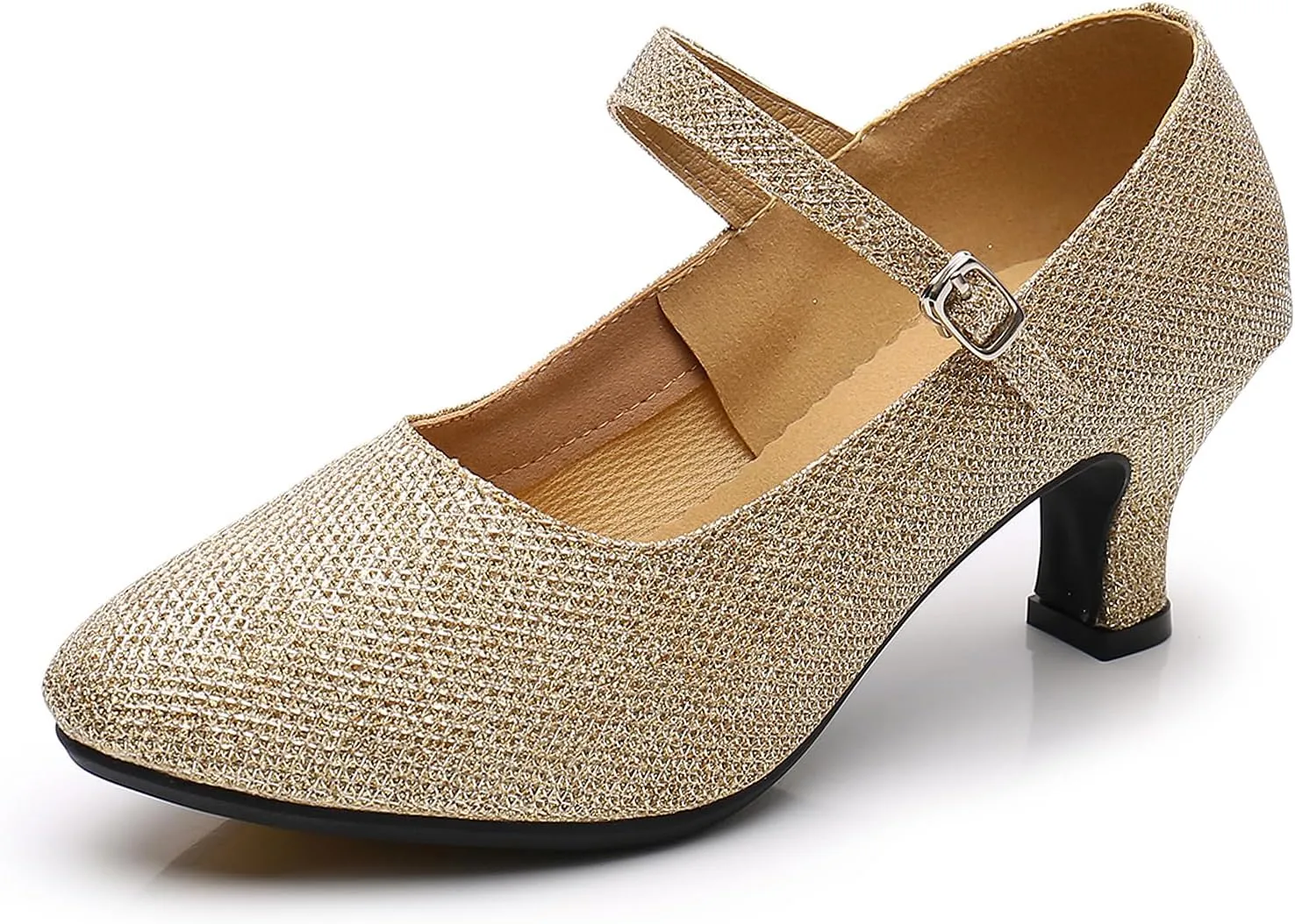 SWDZM Glitter Women Latin Dance Shoes Closed Toe Ballroom Salsa Tango Character Dancing Shoes