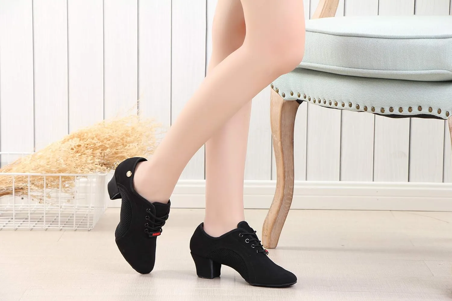 SWDZM Men&Women Ballroom Dance Shoes Low Heel Lace up Latin Salsa Practice Dancing Shoes