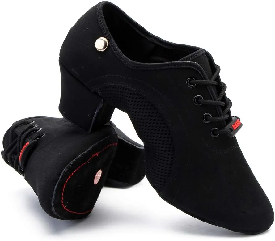 SWDZM Men&Women Ballroom Dance Shoes Low Heel Lace up Latin Salsa Practice Dancing Shoes