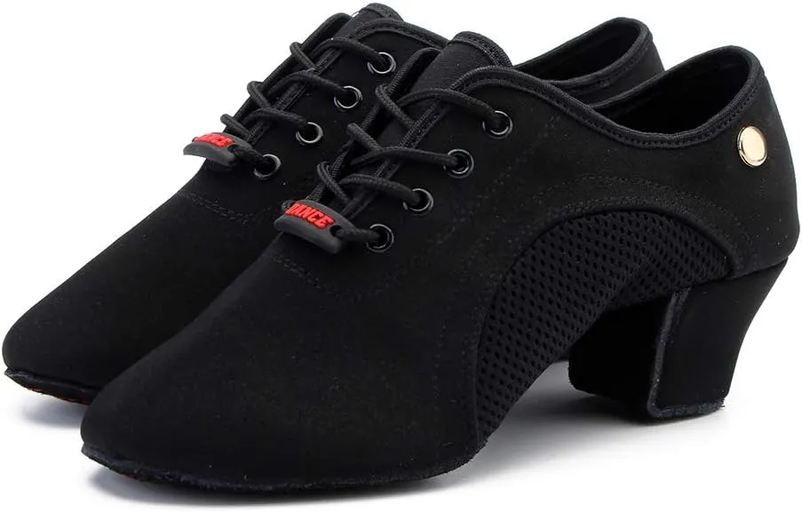 SWDZM Men&Women Ballroom Dance Shoes Low Heel Lace up Latin Salsa Practice Dancing Shoes