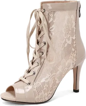 SWDZM Peep Toe Womens Latin Salsa Dance Boots Ballroom Performence Practice Party Dance Shoes,Model L546