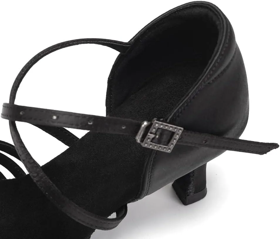 SWDZM Women Latin Dance Shoes Satin Professional Ballroom Salsa Practice Performance Dance Shoes