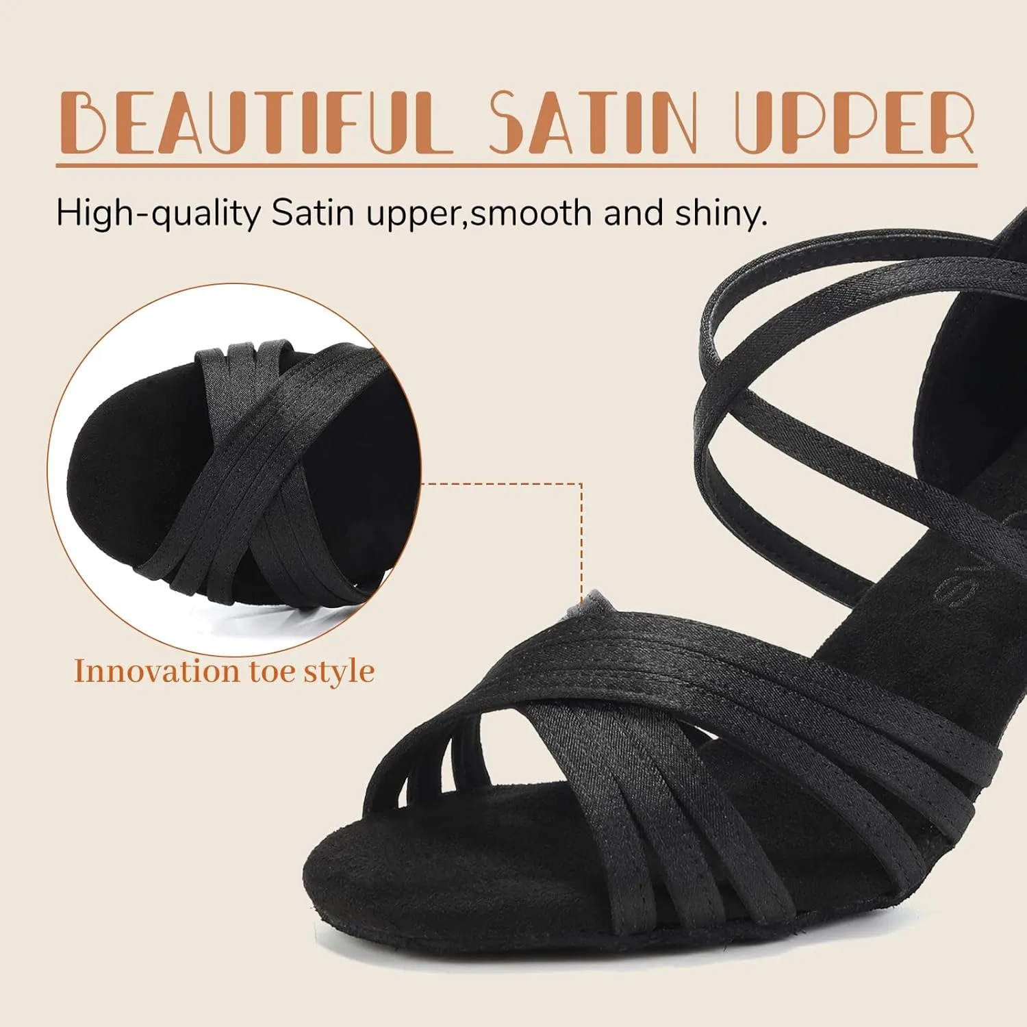 SWDZM Women Latin Dance Shoes Satin Professional Ballroom Salsa Practice Performance Dance Shoes