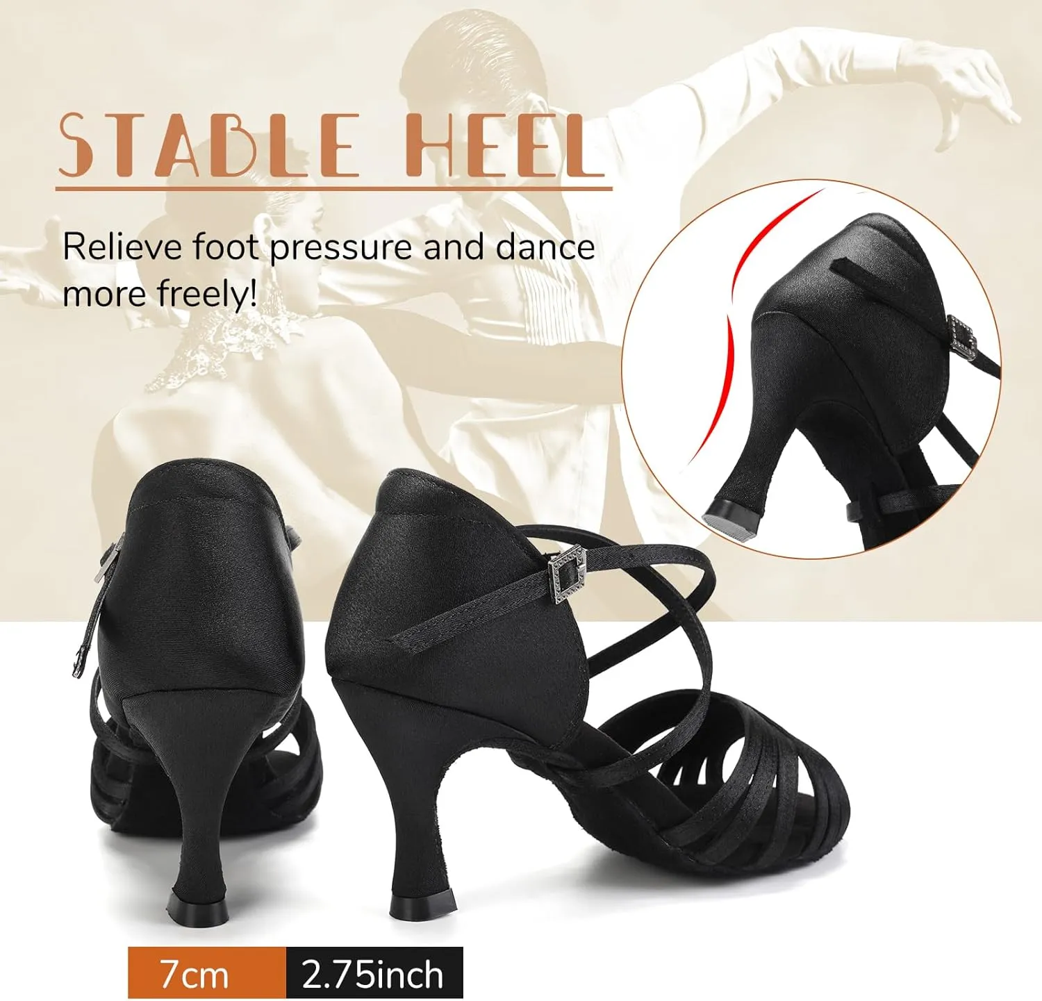 SWDZM Women Latin Dance Shoes Satin Professional Ballroom Salsa Practice Performance Dance Shoes