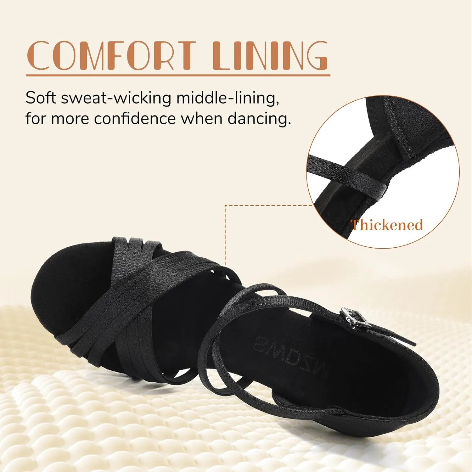 SWDZM Women Latin Dance Shoes Satin Professional Ballroom Salsa Practice Performance Dance Shoes