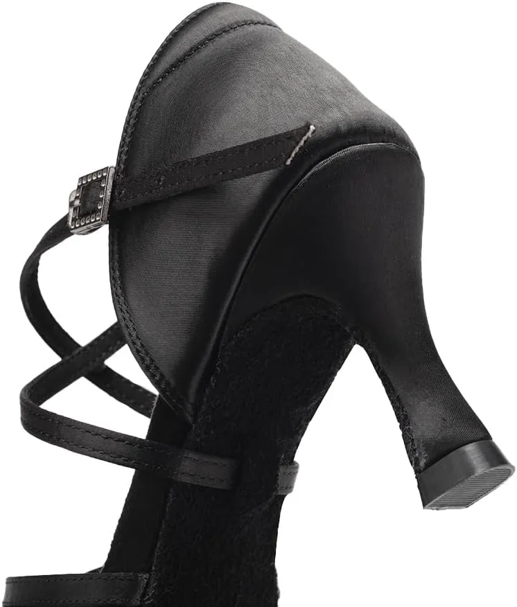 SWDZM Women Latin Dance Shoes Satin Professional Ballroom Salsa Practice Performance Dance Shoes