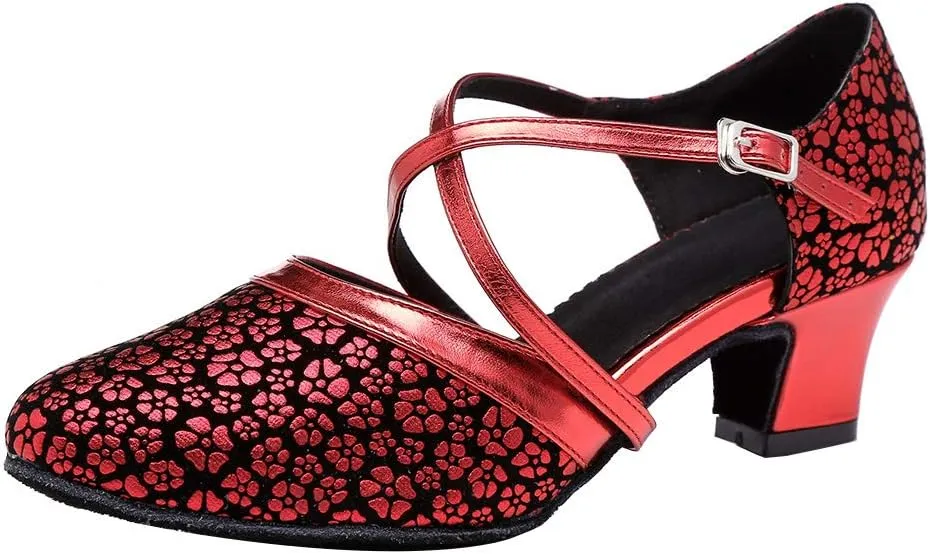 SWDZM Women's Latin Dance Shoes Closed Toe Salsa Tango Ballroom Party Practice Performance Dance Shoes Model-CMJ515