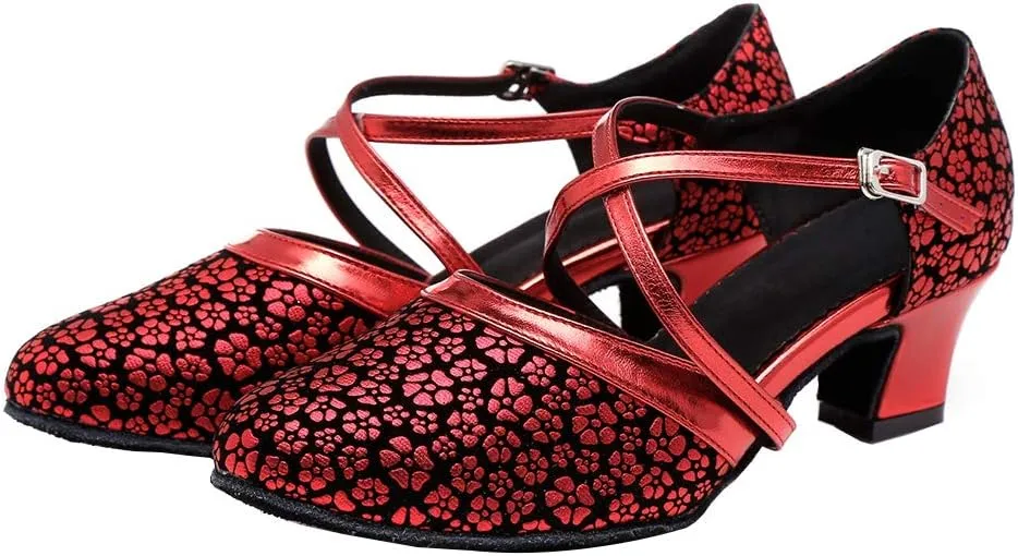 SWDZM Women's Latin Dance Shoes Closed Toe Salsa Tango Ballroom Party Practice Performance Dance Shoes Model-CMJ515