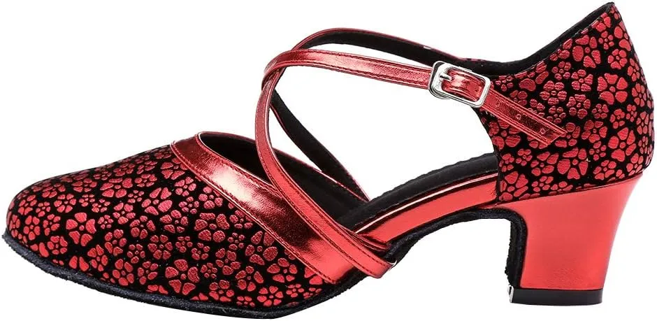 SWDZM Women's Latin Dance Shoes Closed Toe Salsa Tango Ballroom Party Practice Performance Dance Shoes Model-CMJ515