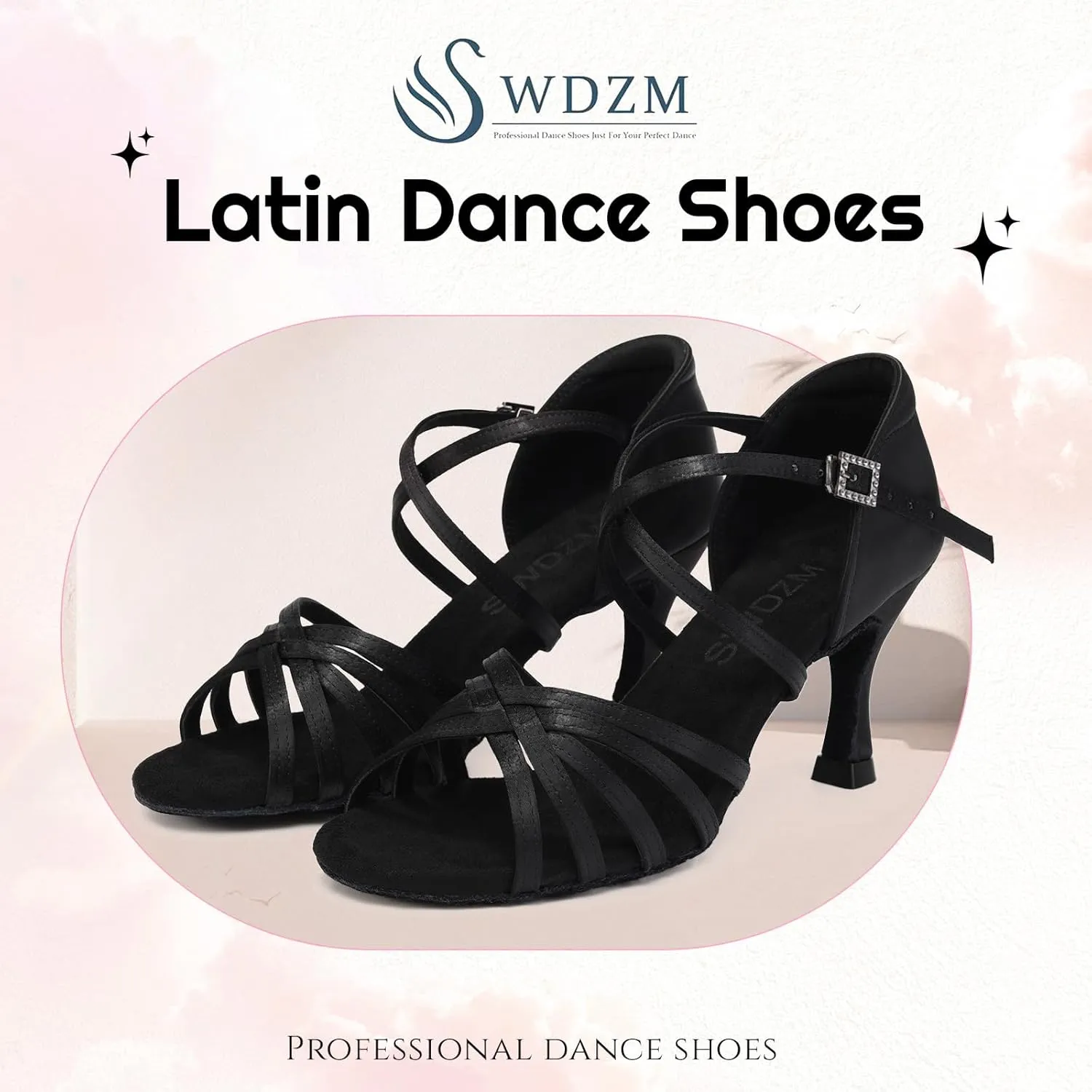 SWDZM Women's Satin Latin Dance Shoes Ballroom Salsa Waltz Performance Practice Dancing Shoes