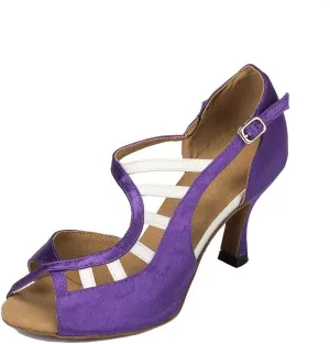 TDA Women's Peep Toe Ankle Strap Cut-out Satin Tango Salsa Latin Chacha Ballroom Dance Wedding Shoes