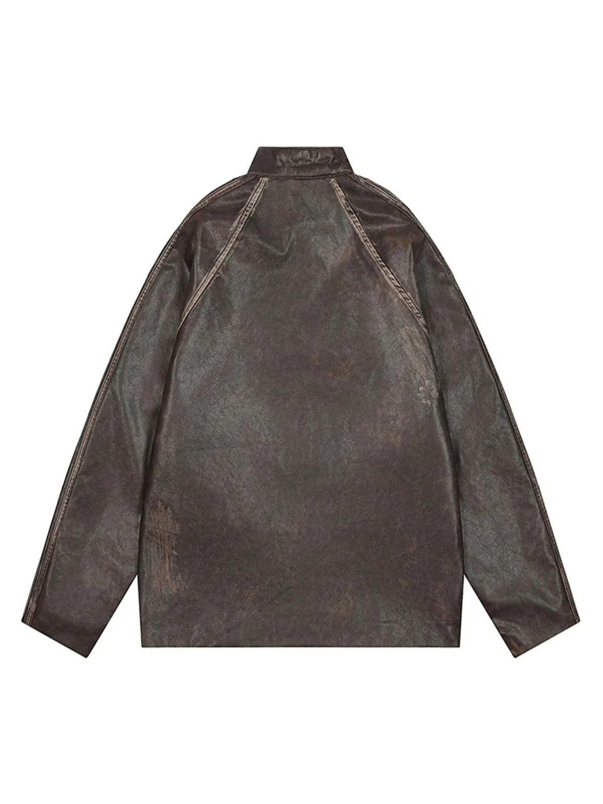 Thesupermade Printed Letter Leather Jacket