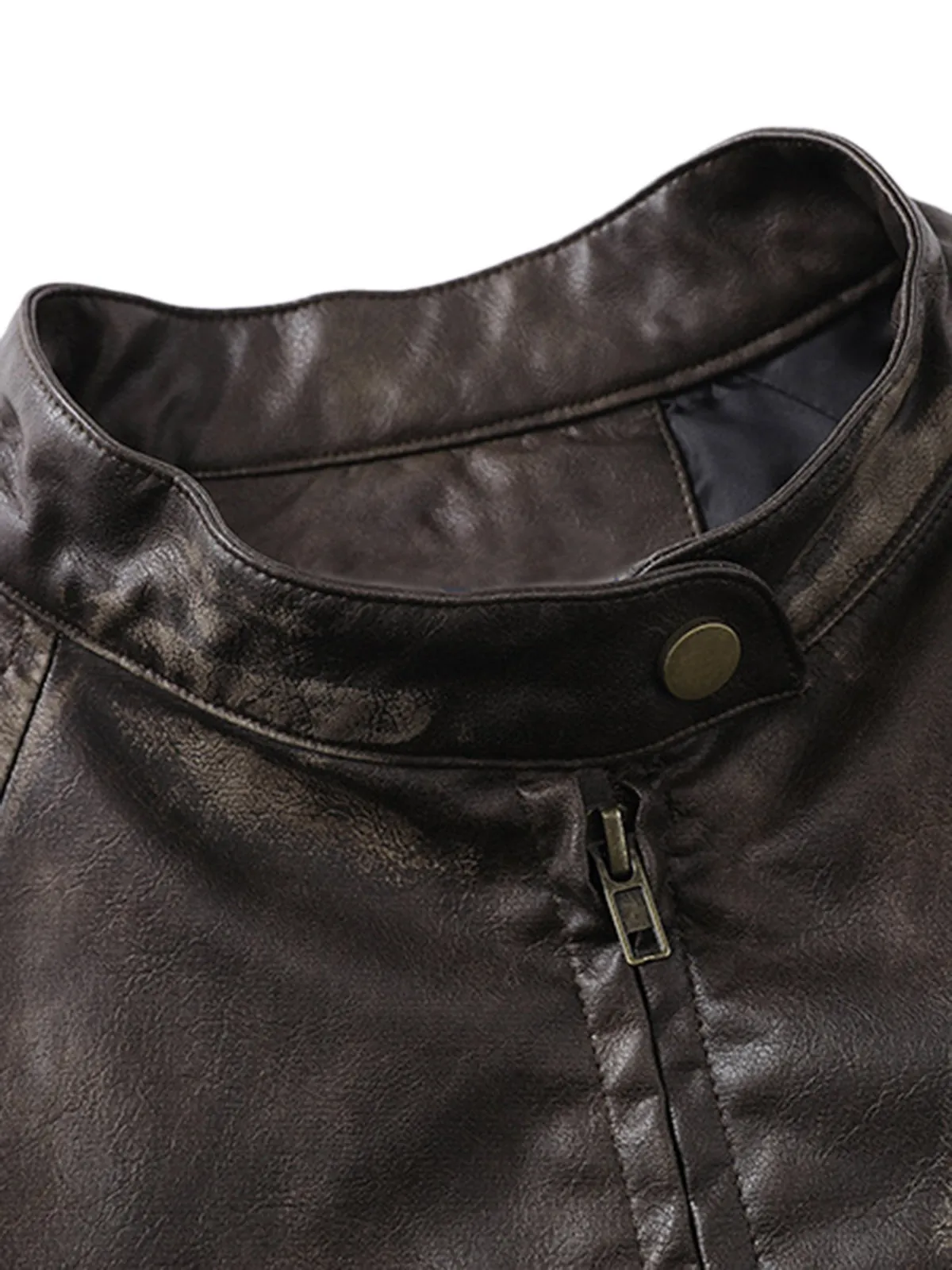 Thesupermade Printed Letter Leather Jacket