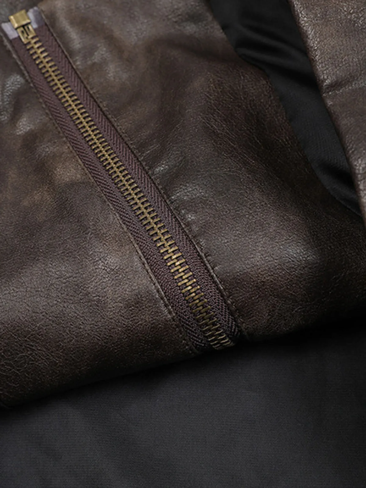 Thesupermade Printed Letter Leather Jacket
