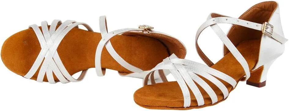 TINRYMX Latin Dance Shoes for Women Silk Satin Open Toe Ballroom Salsa Bachata Practice Dance Shoes, ZS213/XGG