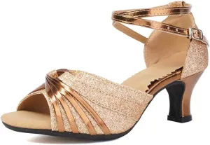 TINRYMX Women Latin Dance Shoes Open Toe Ballroom Salsa Tango Dancing Shoes, Model DY-08-5.5