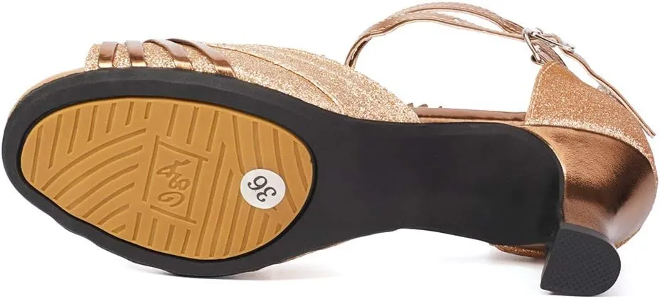 TINRYMX Women Latin Dance Shoes Open Toe Ballroom Salsa Tango Dancing Shoes, Model DY-08-5.5