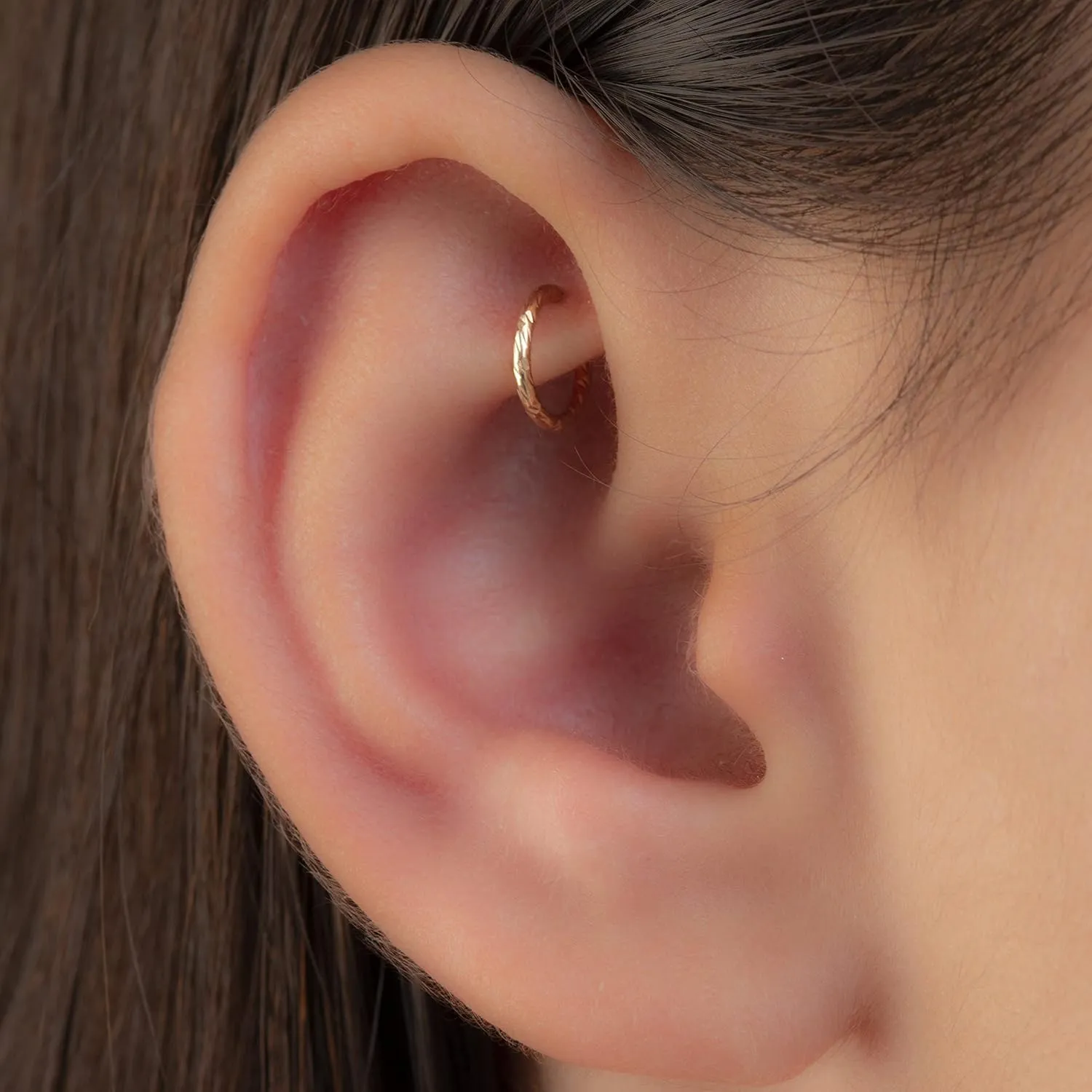 Tiny Cut wire Gold ROOK hoop - 20 gauge snug Rook piercing thin rook ring - Gold filled rook jewelry (gold, cut wire))