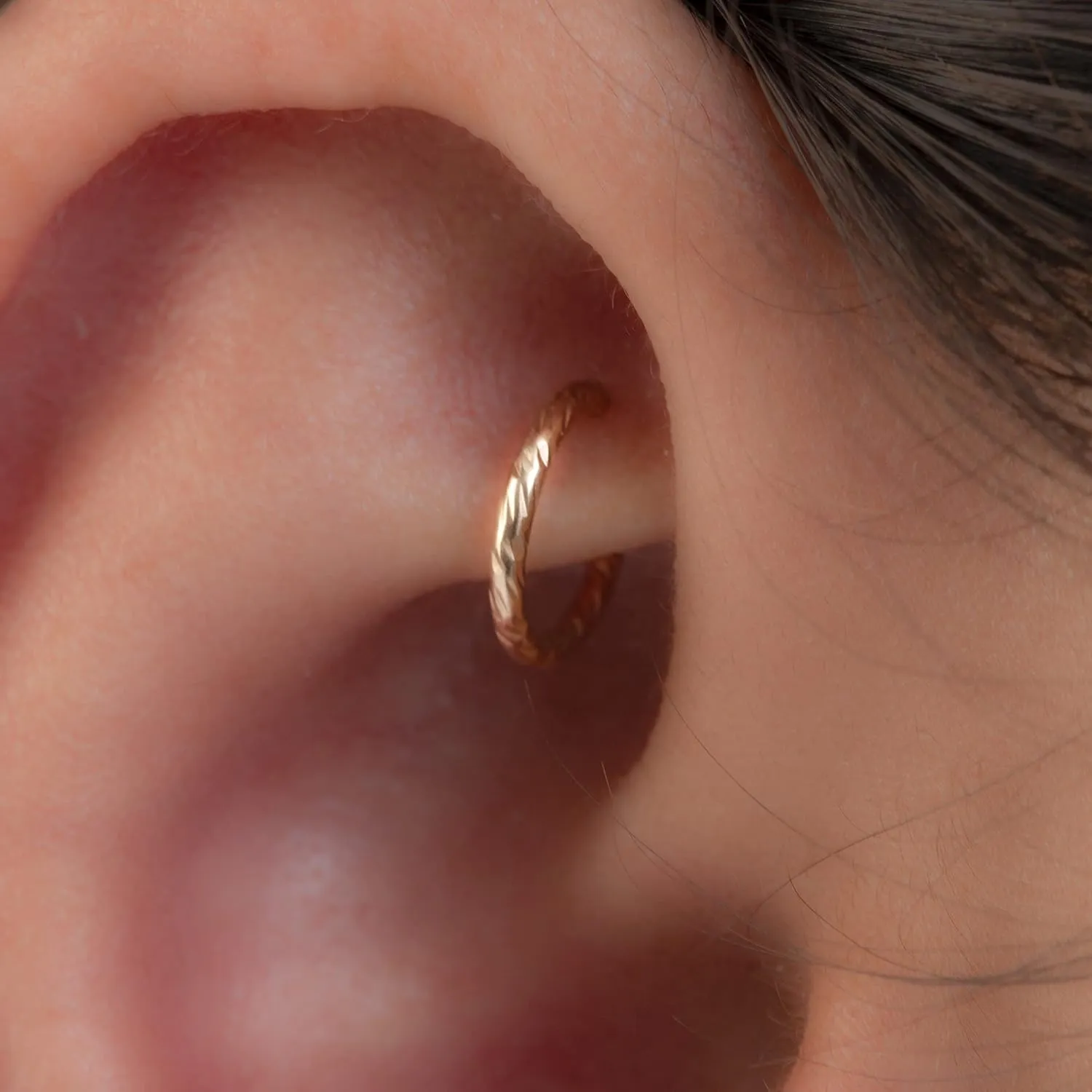 Tiny Cut wire Gold ROOK hoop - 20 gauge snug Rook piercing thin rook ring - Gold filled rook jewelry (gold, cut wire))