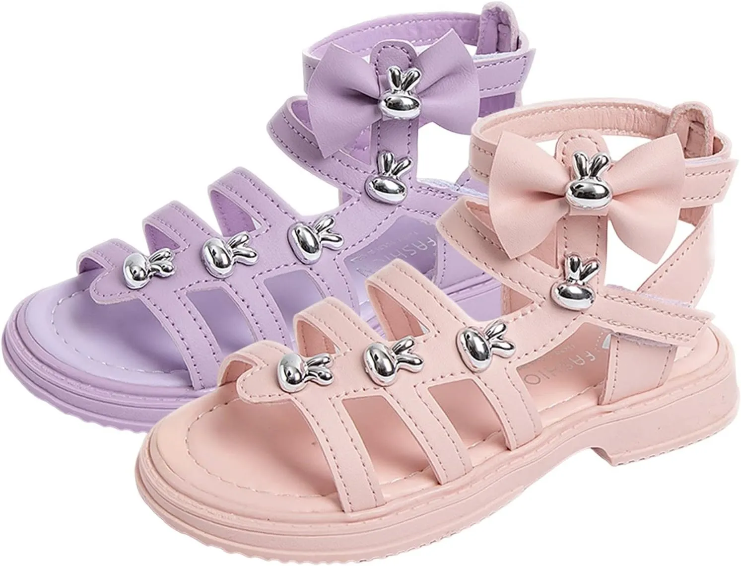 Toddler Girls Gladiators Sandals Toddler/Little Kid Open Toe Strappy Dress Flat Sandals Big Kids Summer Roman Shoes (Purple, 3 Big Kids)