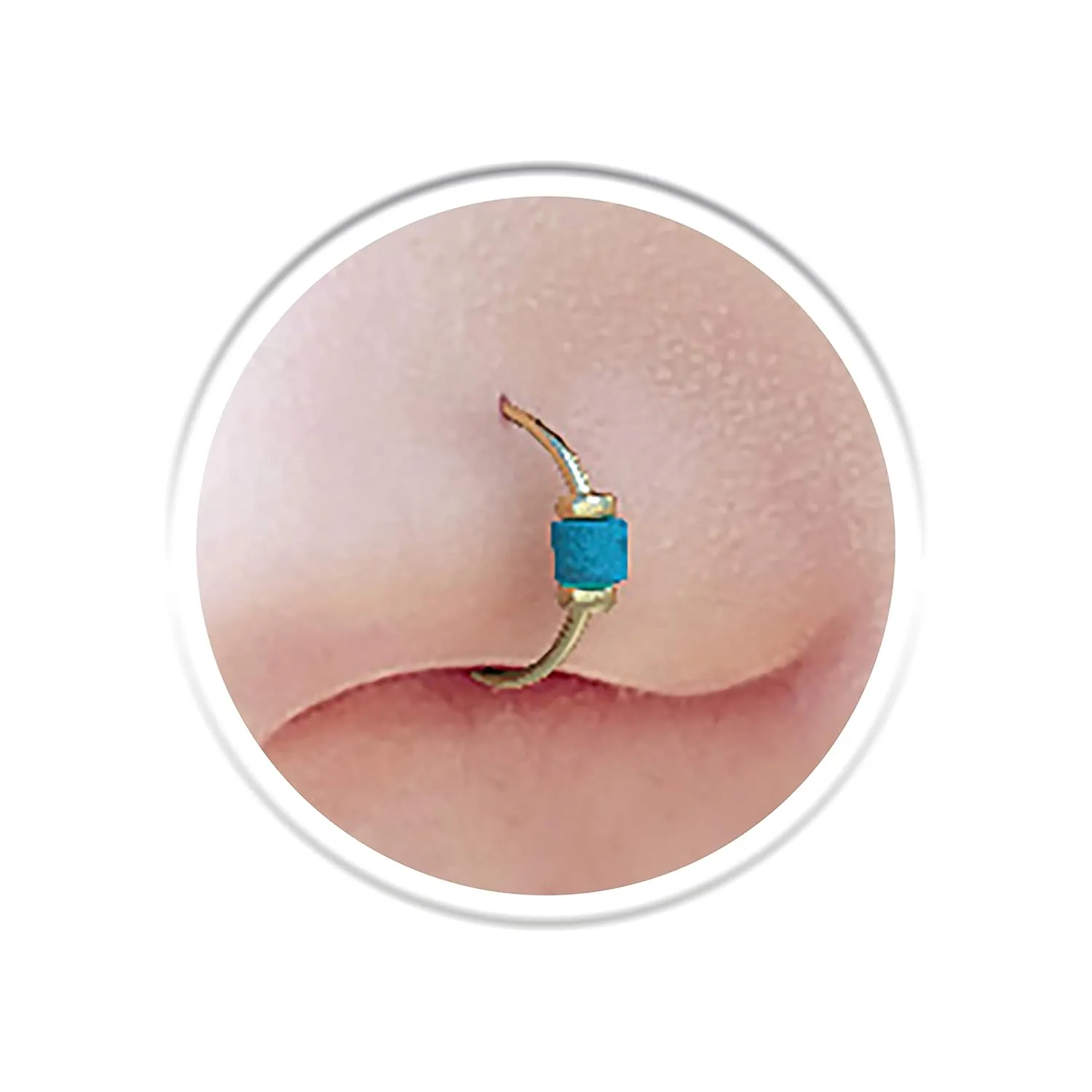 Turquoise Nose Ring Hoop 24 Gauge - 14k Gold Filled Thin Nose Piercing With turquoise bead - tiny nose rings
