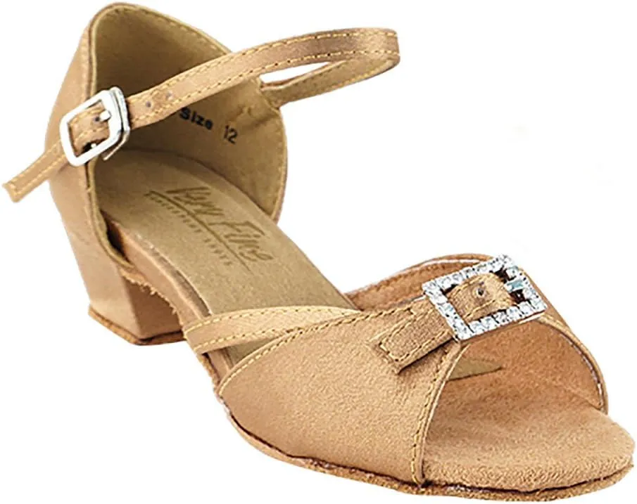 Very Fine Ballroom Latin Tango Salsa Dance Shoes for Girls - 1720G - 1.5 inch Heel-Brown Satin - Size - 1 M