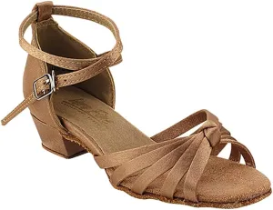 Very Fine Ballroom Latin Tango Salsa Dance Shoes for Girls - 6005G - 1.5 inch Heel-Brown Satin - Size - 1 M