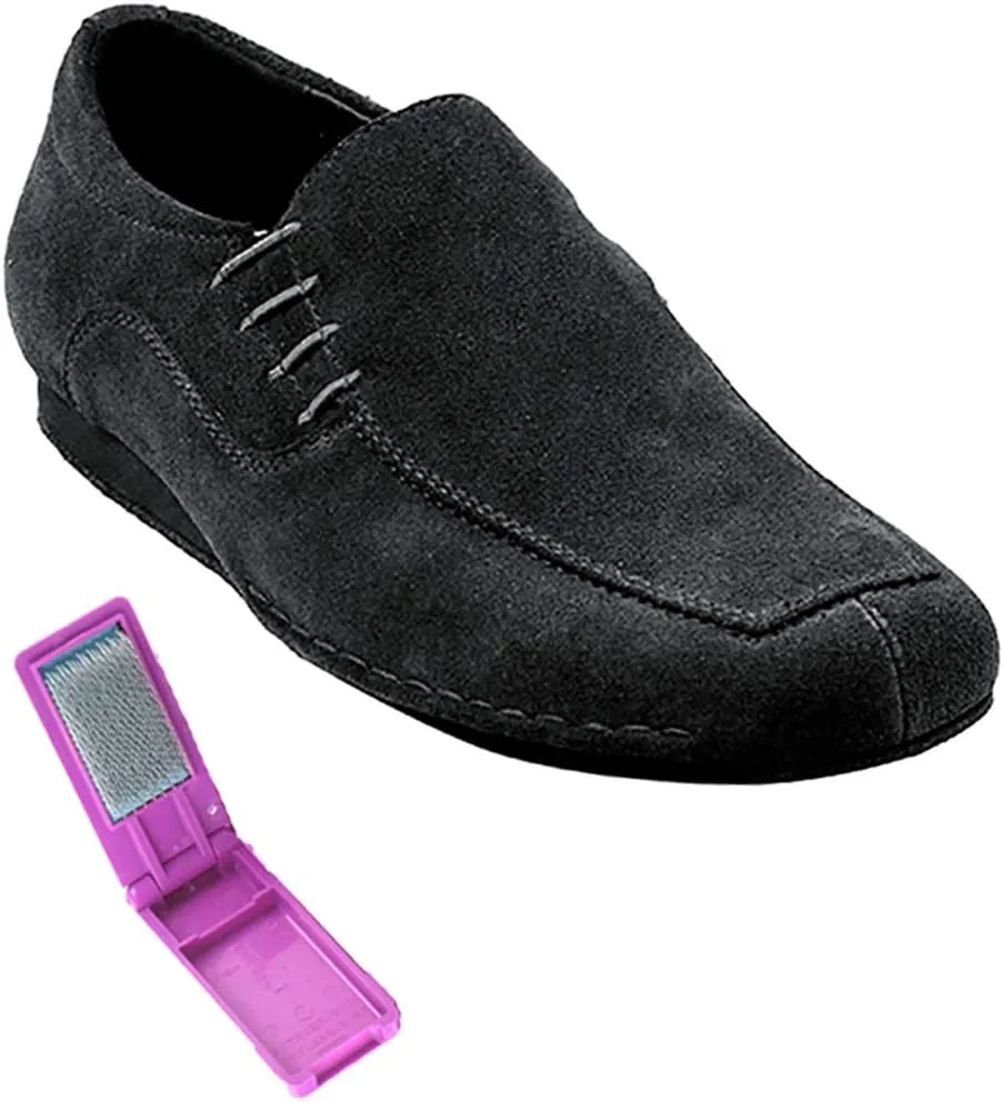 Very Fine Dance Shoes - Mens Latin, Rhythm, Waltz Ballroom Dance Shoes - SERO102BBX - Flat Heel and Foldable Brush Bundle - Black Suede - 13