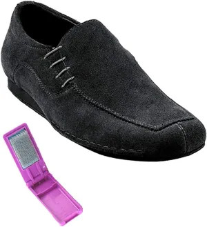 Very Fine Dance Shoes - Mens Latin, Rhythm, Waltz Ballroom Dance Shoes - SERO102BBX - Flat Heel and Foldable Brush Bundle - Black Suede - 13