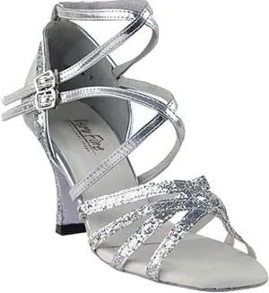 Very Fine Dance Shoes Women's Ballroom Dance Shoes Tango Wedding Salsa Dance Shoes Silver Sparkle & Silver Leather 5008MEB Comfortable 2.5" Heel 8.5 M US [Bundle of 5]