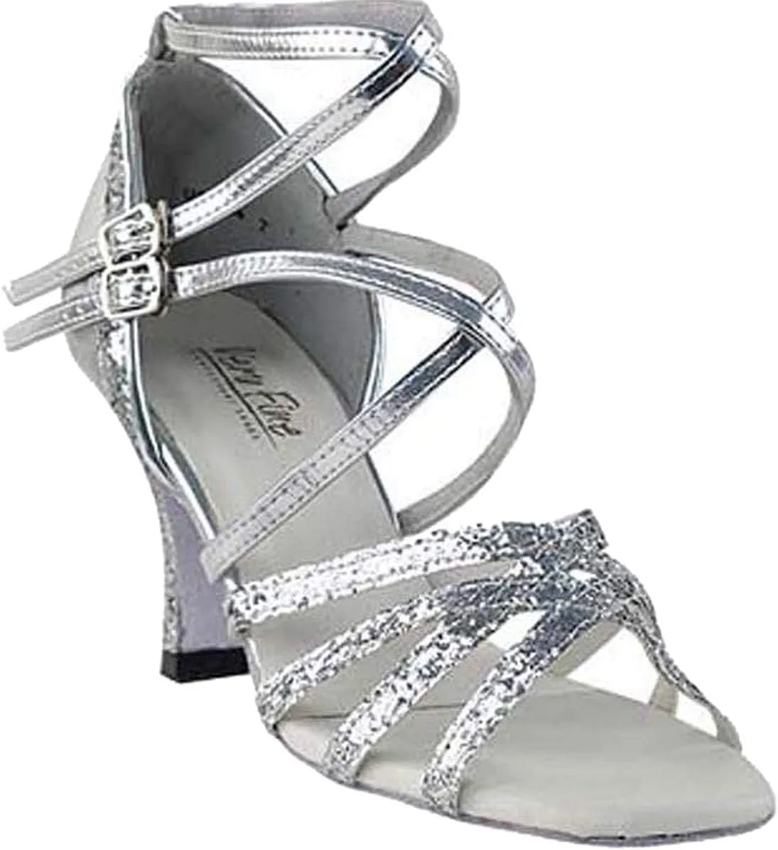 Very Fine Dance Shoes Women's Ballroom Dance Shoes Tango Wedding Salsa Dance Shoes Silver Sparkle & Silver Leather 5008MEB Comfortable 2.5" Heel 8.5 M US [Bundle of 5]