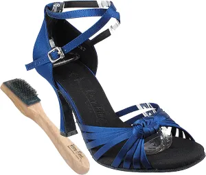 Very Fine Dance Shoes Women's Salsa Ballroom Tango Dance Shoes Braided Style Sera 3780 Bundle with Dance Shoe Wire Brush, Navy Blue Satin 9 M US Heel 3 Inch