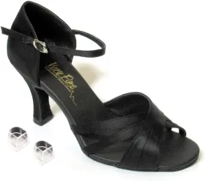 Very Fine Ladies Women Ballroom Dance Shoes EK6030 Black Satin 2.5" Heel (7M)