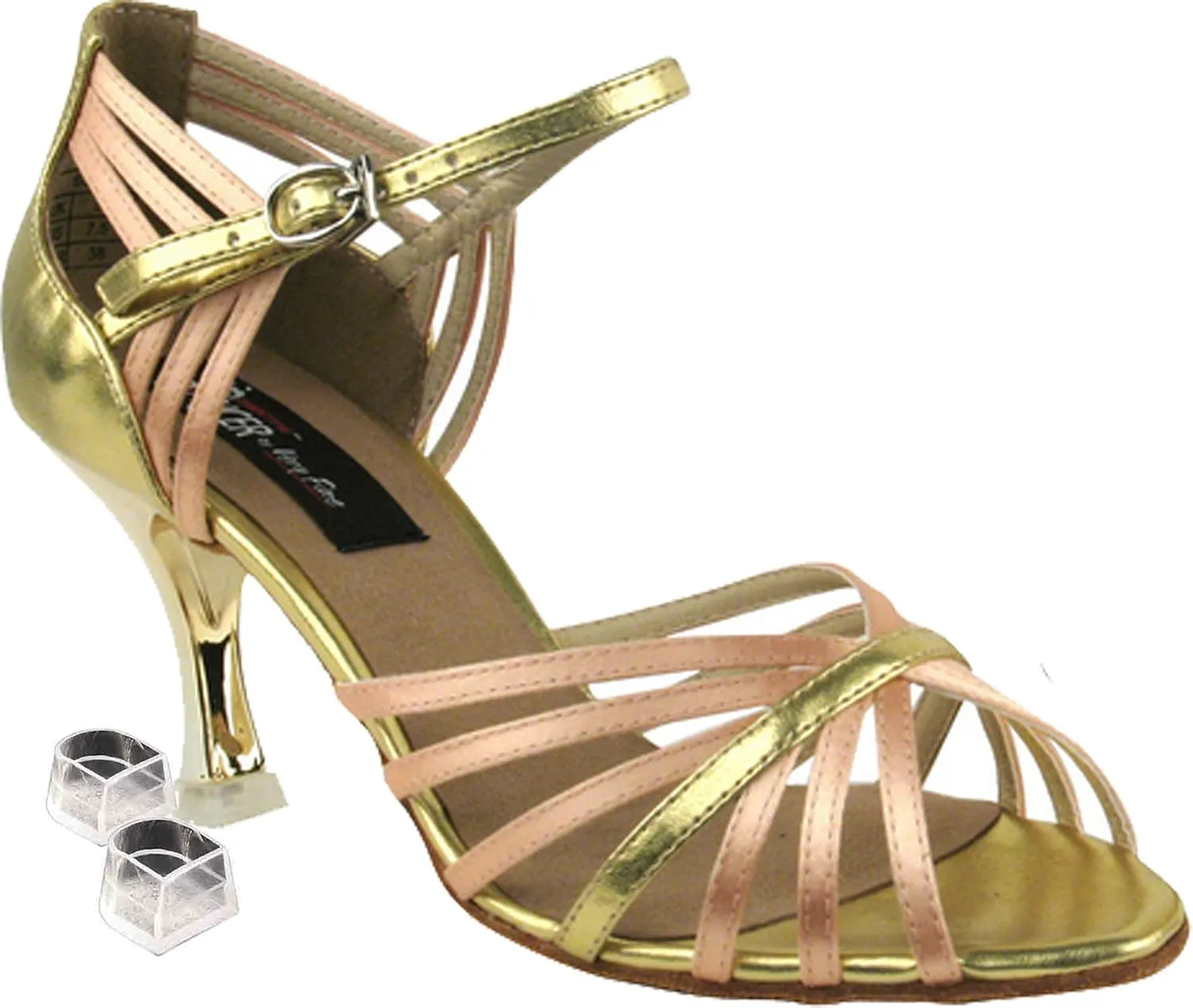 Very Fine Salsa Ballroom Tango Latin Dance Shoes CD3012 Bundle with Dance Shoe Heel Protectors 3" Heel