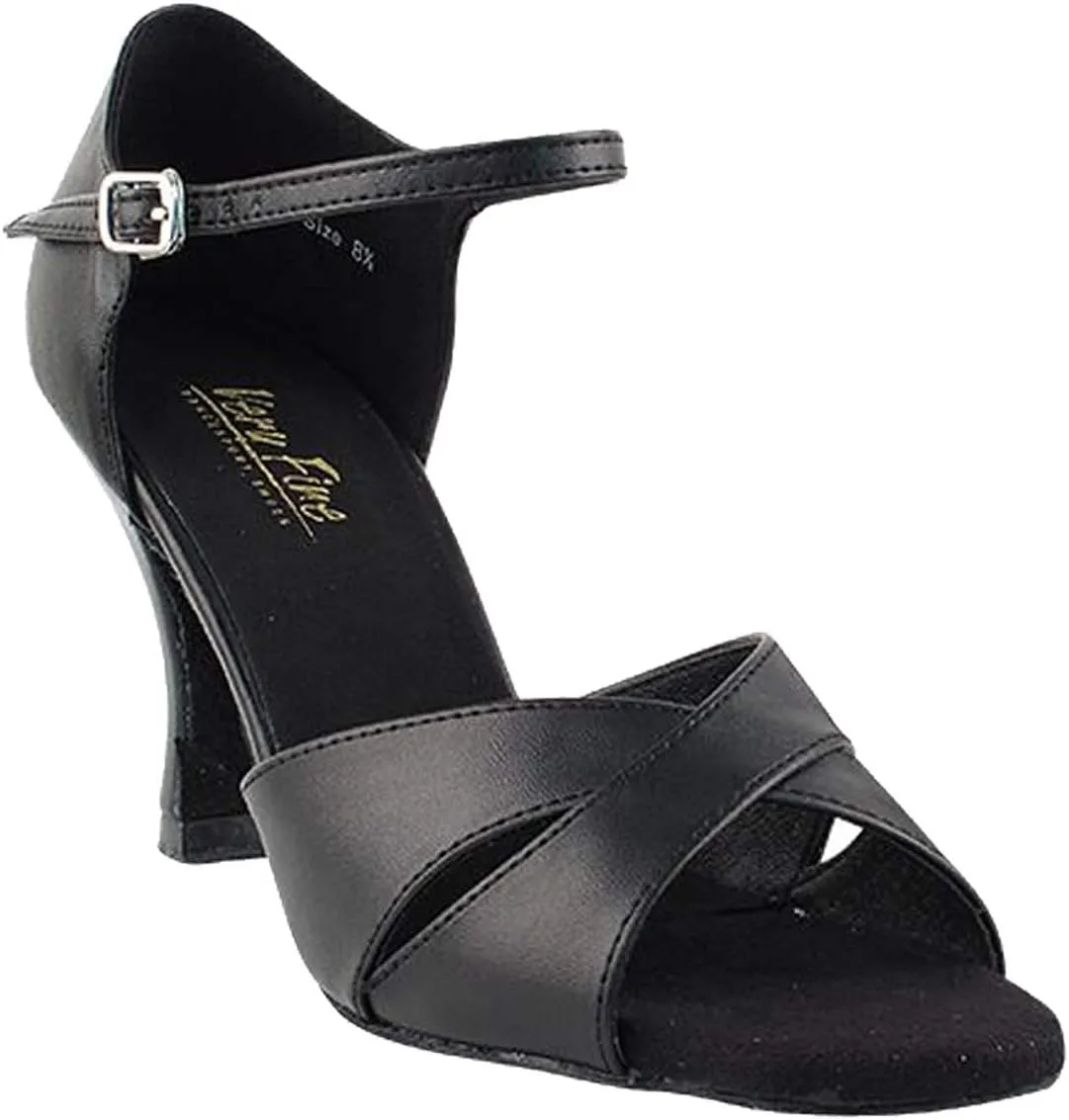Very Fine Women's Ballroom Dance Shoes Tango Wedding Salsa Dance Shoes Black Leather 6029EB Comfortable Dance Shoes 3" Heel 6.5 M US [Bundle of 5]